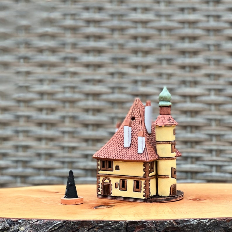 Incense holder ash catcher tiny house , Pottery miniature Rothenburg ob der tauber house , Incense stick holder christmas gifts for mom image 7