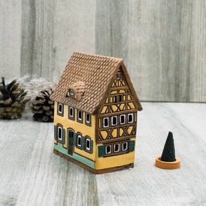 Porte-encens petite maison attrape-cendres cottagecore décor cadeau belle-mère, maison miniature de collection Rothenburg ob der tauber