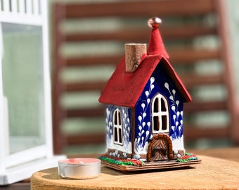 Pottery handmade candle lantern house warming gifts new home, Clay aesthetic room decor tiny house, Ceramic candle holder cottagecore decor