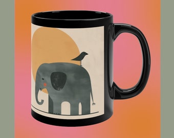 Minimaliste Bauhaus cadeau éléphant cadeau éléphants tasses éléphant cadeau éléphant pour amateur d'art minimalisme éléphant tasses à café faune africaine