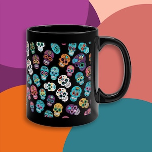 Colorful Day of the Dead Sugar Skull gift Sugar skull mugs goth gift for Day of the Dead art lover Sugar skull goth Dia de Los Muertos gifts