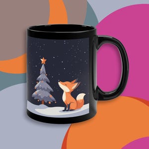 Cute Fox with Christmas tree gift Foxes gift Fox gift Fox mugs Fox nature lover sweet cute foxes minimalist art style fox