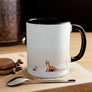 Minimalist Foxes in the snow mug Mothers Day red Fox design gift for mom gift for sister gift for fox lover