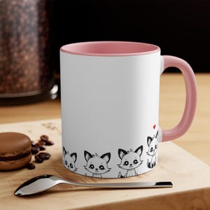 Cute baby Fox minimalist heart design Fox Valentine&#39;s Day mug Foxes gift Fox lover Fox art Fox mug kawaii Fox Mothers Day Fox gifts
