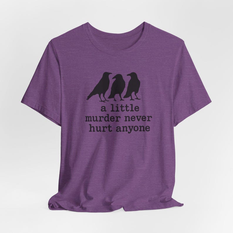 A Little Murder Never Hurt Anyone Shirt, Funny Crow Shirt, Raven Graphic Tee, Bird Lover Gift, Dark Humor Tee, Bella Canvas 3001 Unisex Fit image 11