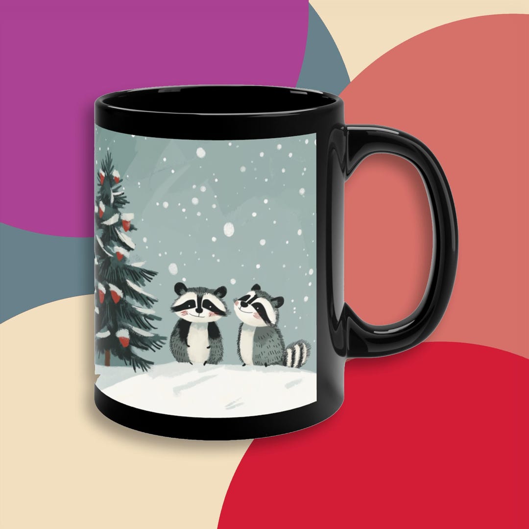 Minimalist Pair of Raccoons Christmas Gift Cute Raccoon Couple Raccoon ...