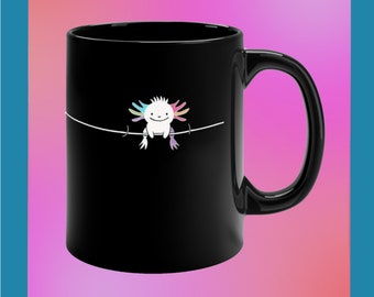 Regalo minimalista de ajolote, lindo regalo de ajolote, tazas de ajolote, regalo de ajolote para amantes del arte minimalista, criaturas marinas, arroyos, vida silvestre, vida fluvial.