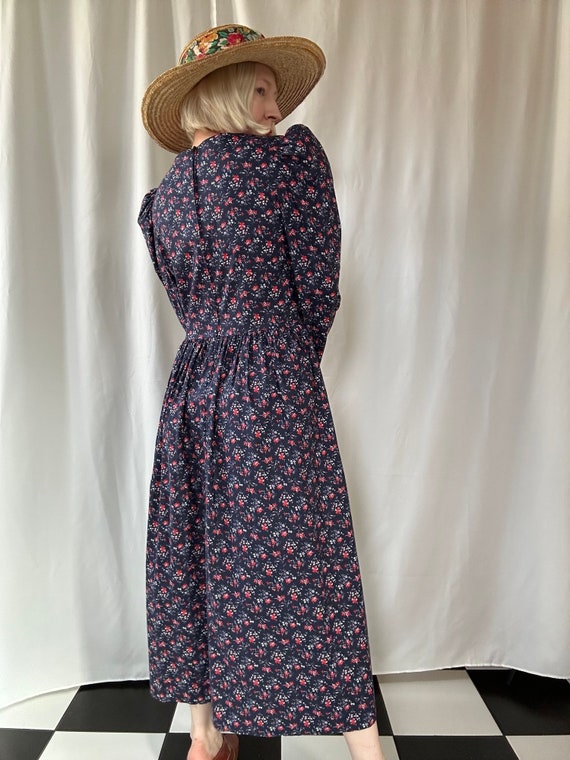 Vintage 1980s Laura Ashley Navy Blue Ditsy Floral… - image 6