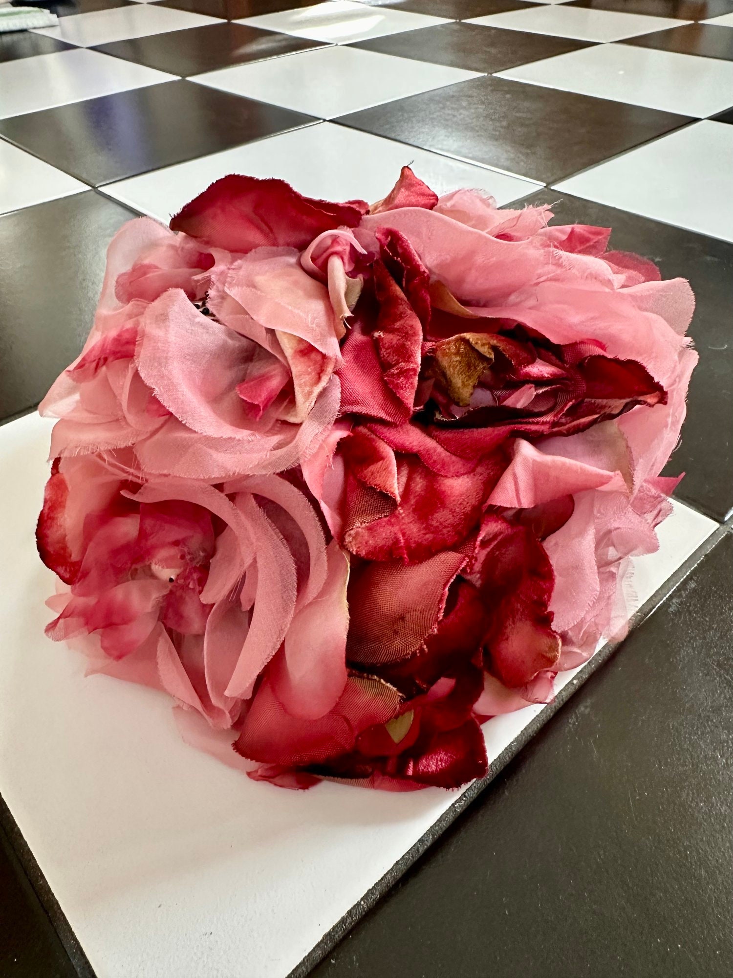 Vtg Betmar Street Smart Hat Pink Floral Organza Rose Derby Bucket Cloche USA Betmar Hats 7 Size for Women for sale | eBay main image 3