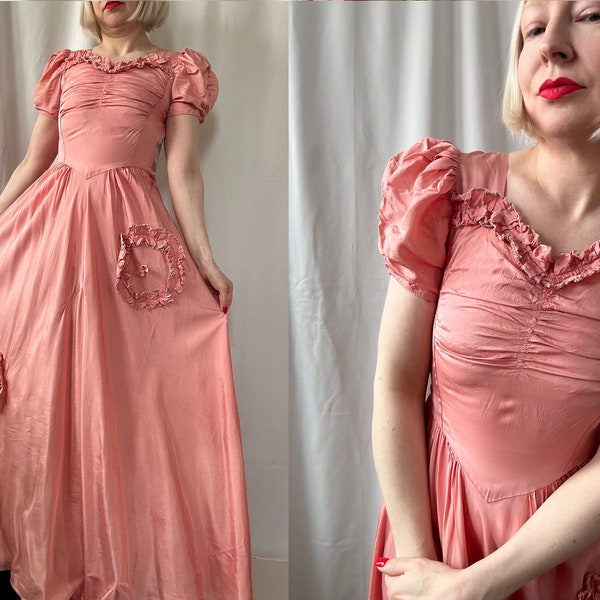 Lace Empire Maxi Dress with Short Sleeves Vintage Mauve