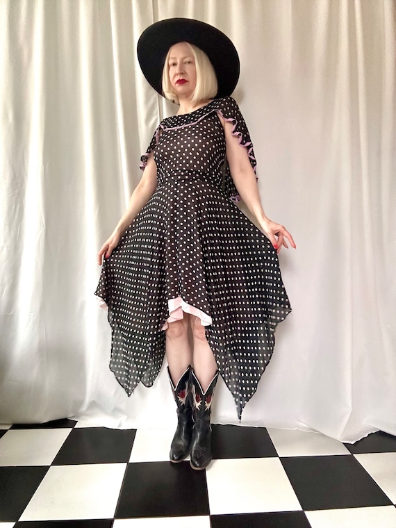 chiffon polka dot dress Custom Made To Order Polka-Dot Chiffon Keyhole-Neck Evening Dress  plus1x-10xY784