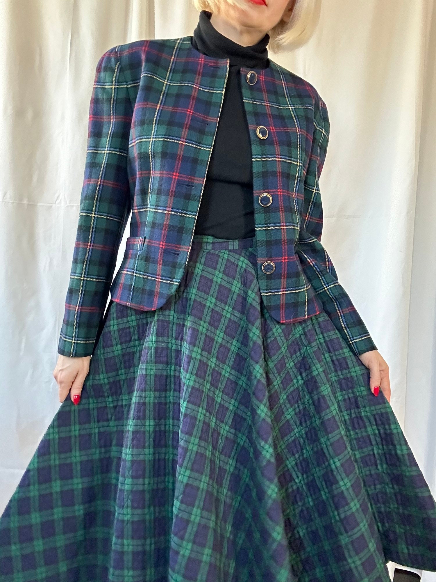 Vintage '40s / '50s Handmade Black Watch Tartan Plaid Cotton