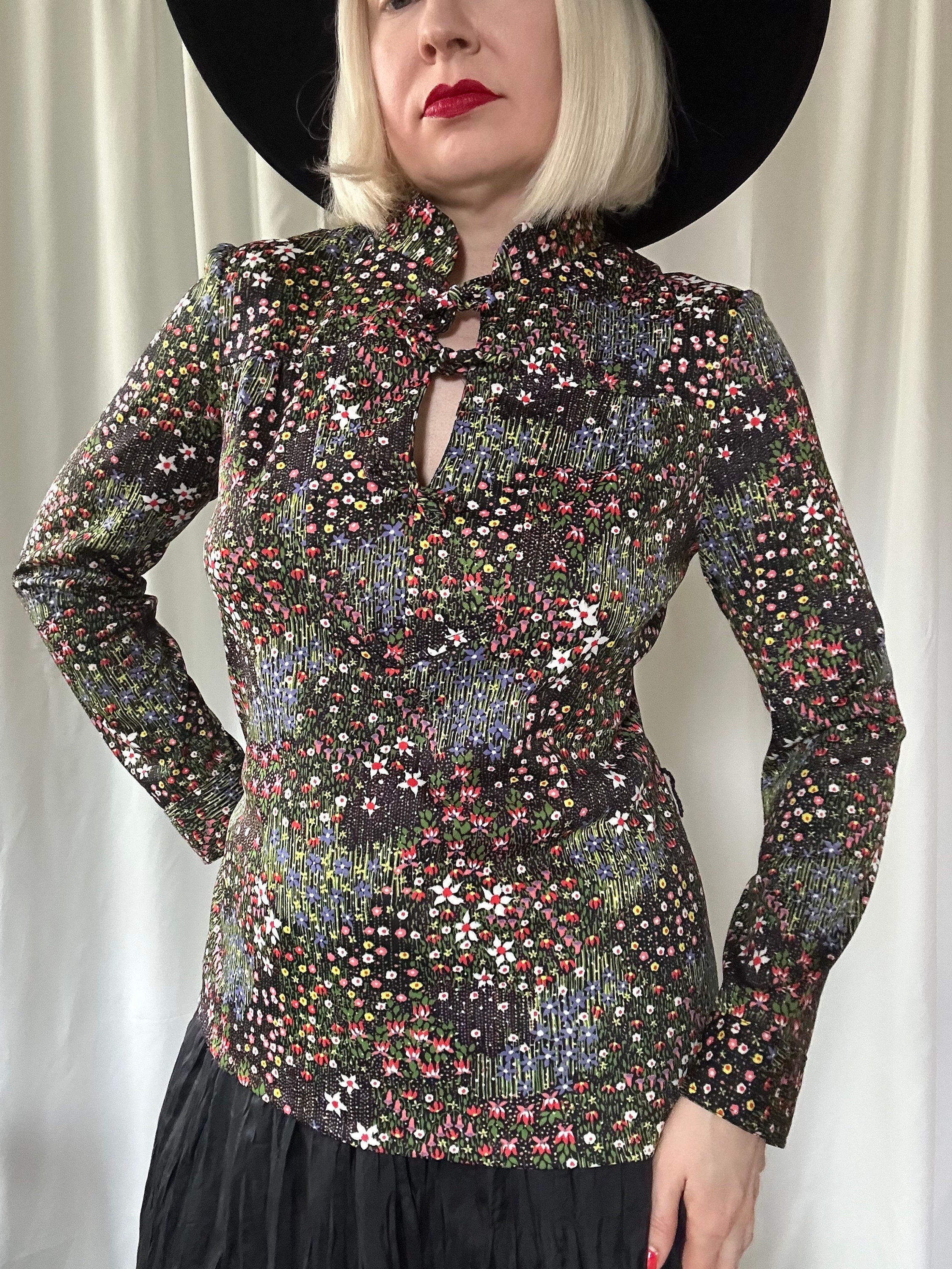 70s High Neck Blouse - Etsy 70s High Neck Blouse - Etsy