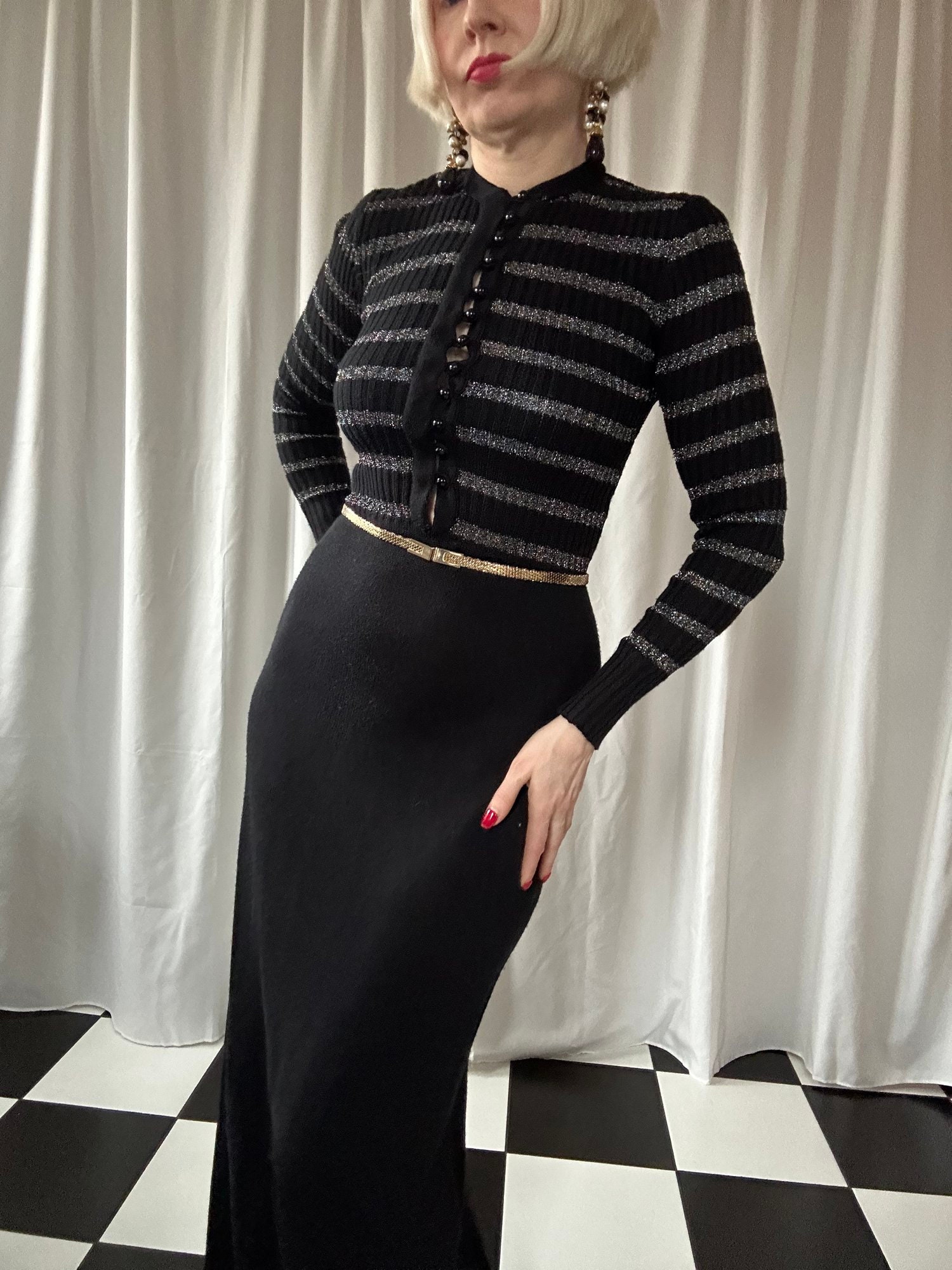 Vintage '70s International Black & Metallic Lurex Stripe Vintage '70s International Black & Metallic Lurex Stripe