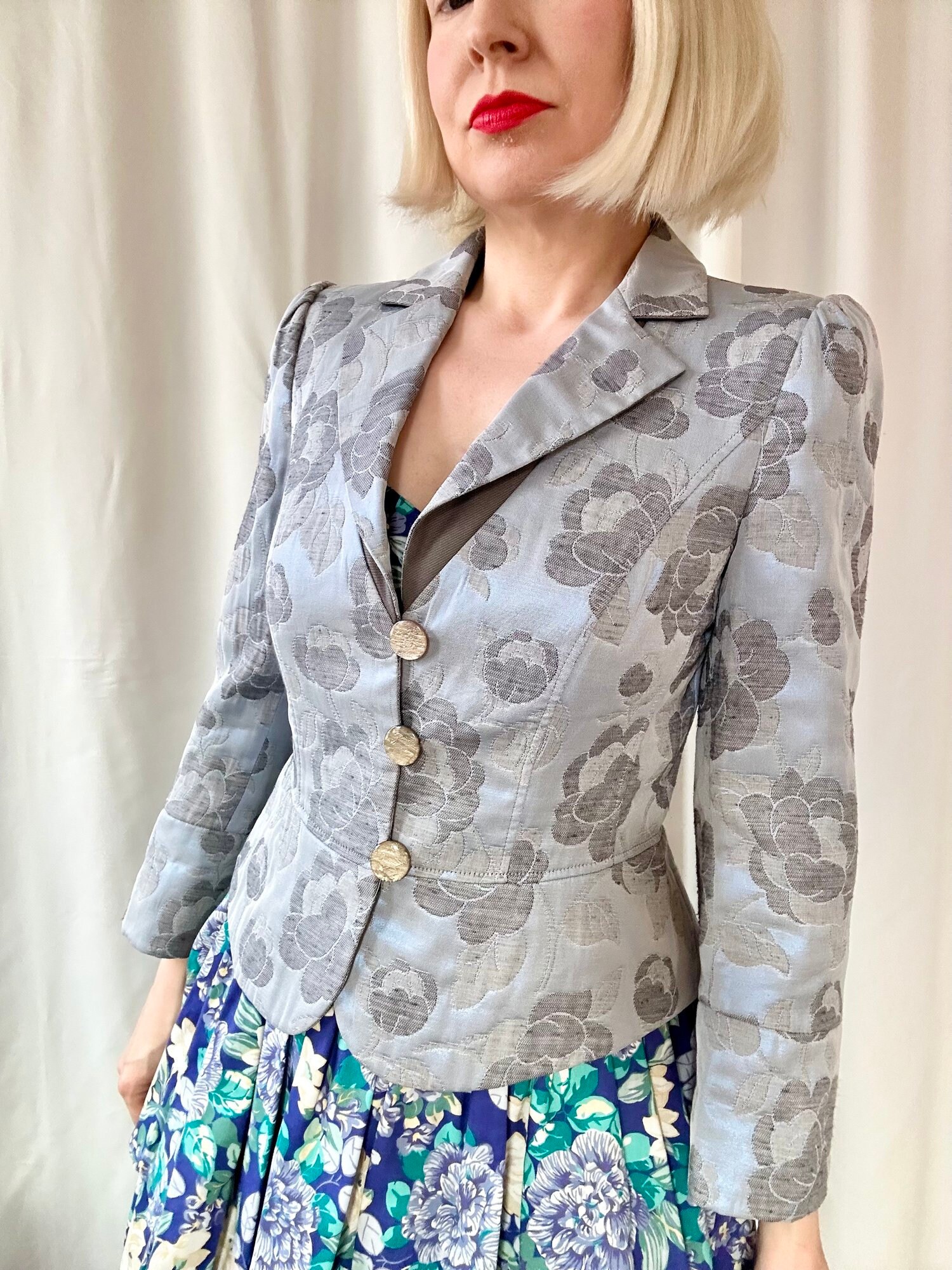 HAND KNIT FLOWER BOLERO Ameri VINTAGE