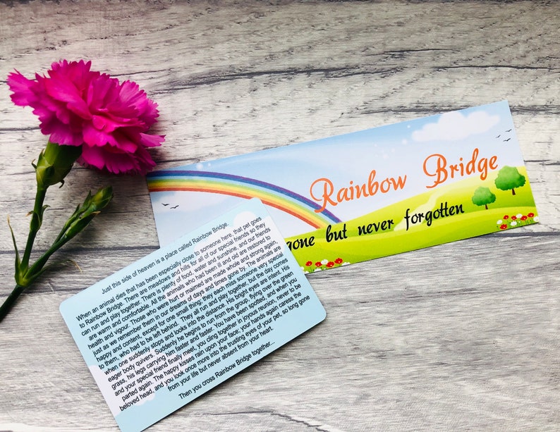 Rainbow Bridge Pet Poem Wallet Card or Bookmark Pet Loss