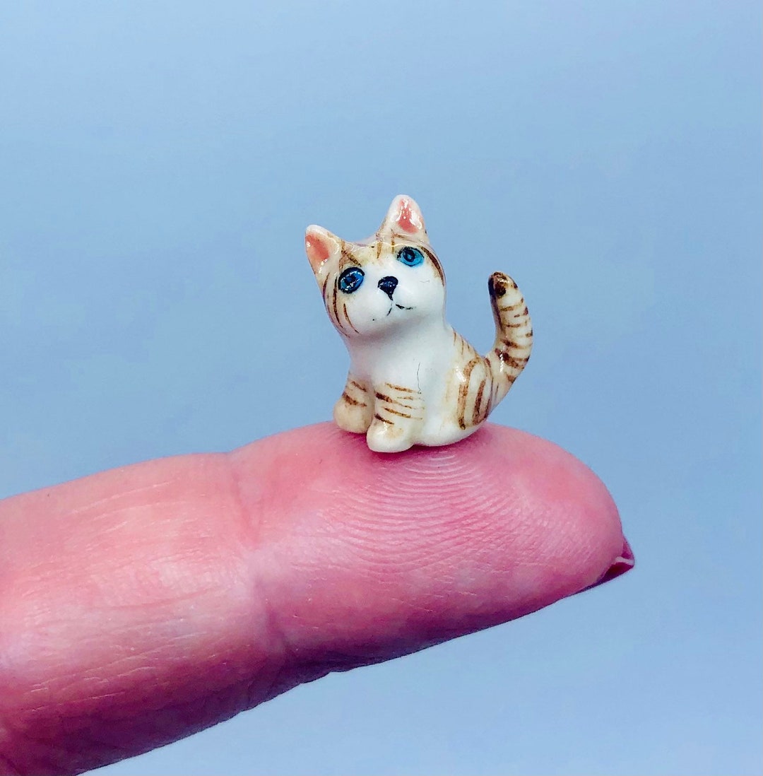 Miniature Ceramic Cat Kitten Collectable Dollhouse Gift Etsy