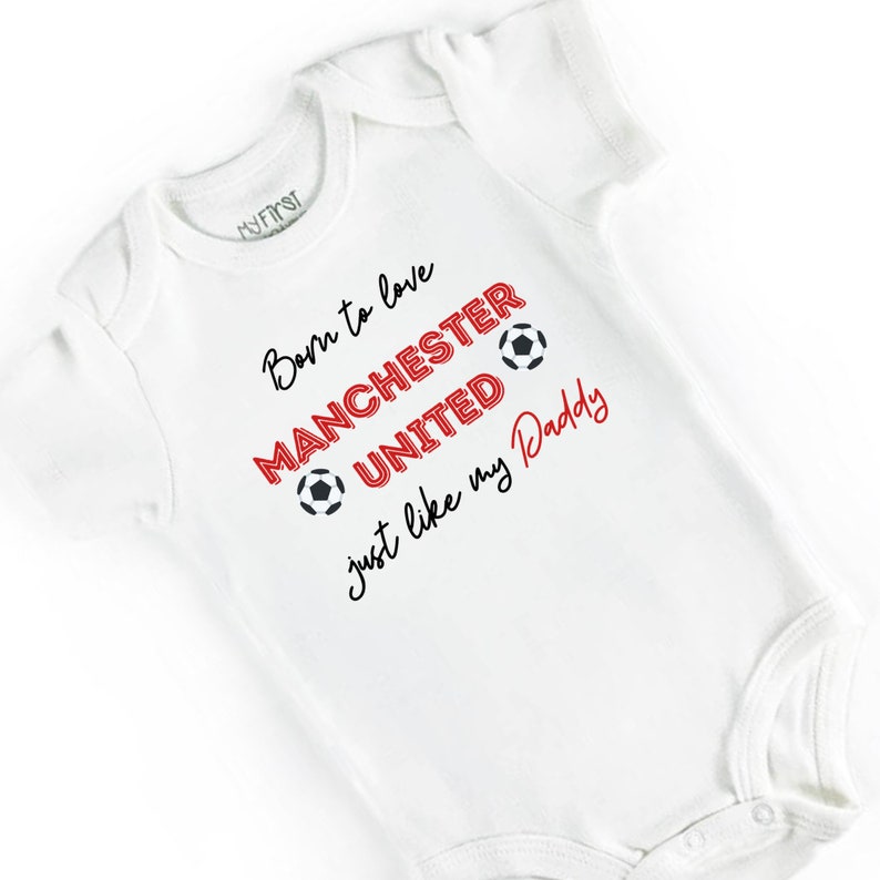 Personalised Manchester United Football Team Baby Vest Bodysuit Print design