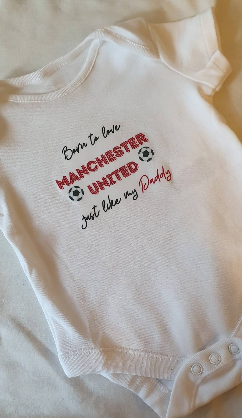 Personalised Manchester United Football Team Baby Vest Bodysuit Print design