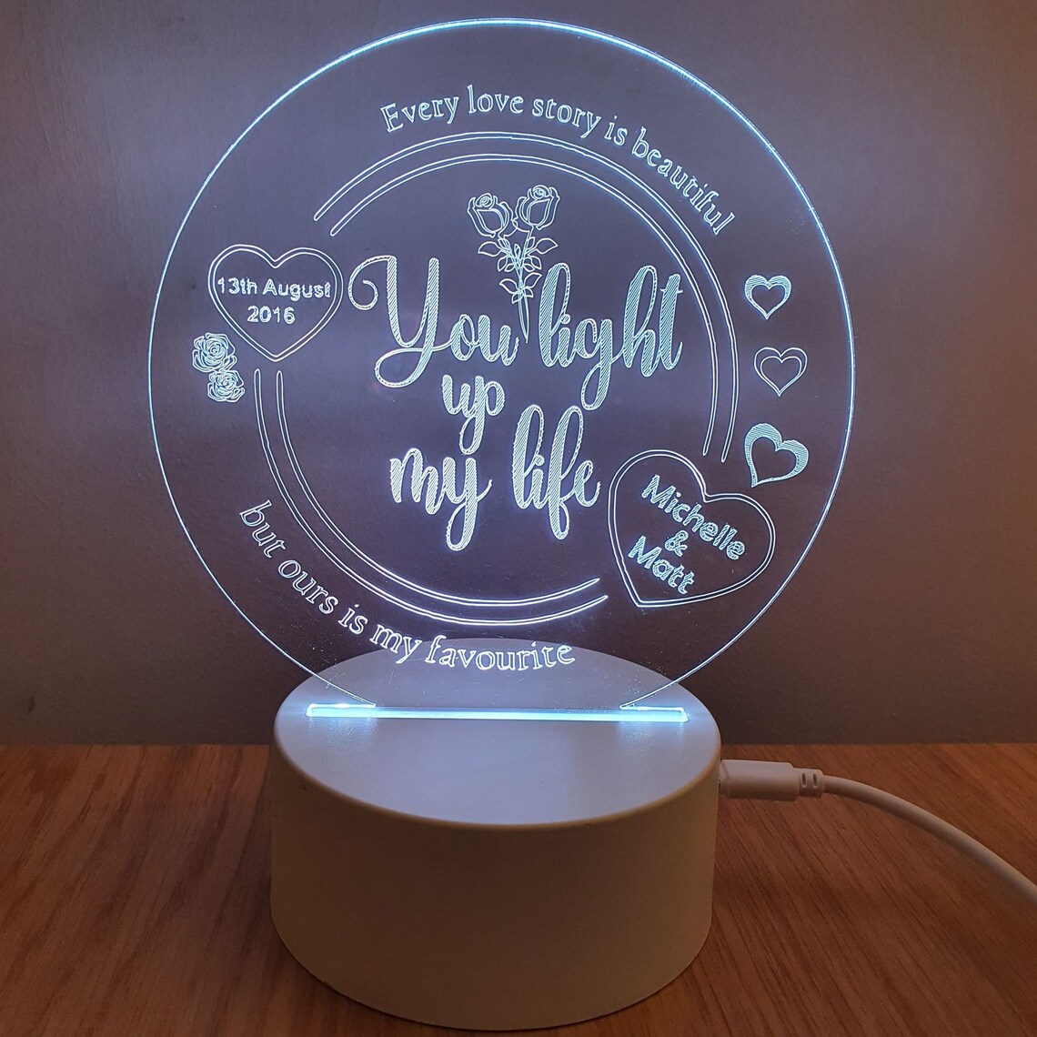 Personalised LED couples LED/3D Lamp/Night Light/ Valentines / Etsy