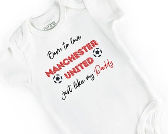 Gepersonaliseerd Manchester United voetbalteam babyvest, bodysuit, printontwerp