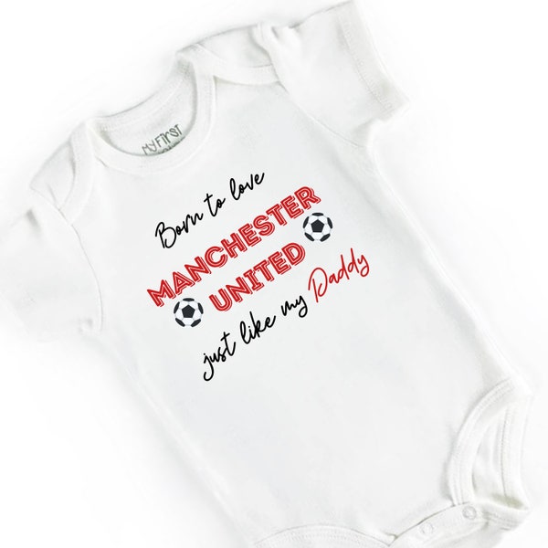 Personalised Manchester United Football Team Baby Vest, Bodysuit, Print design