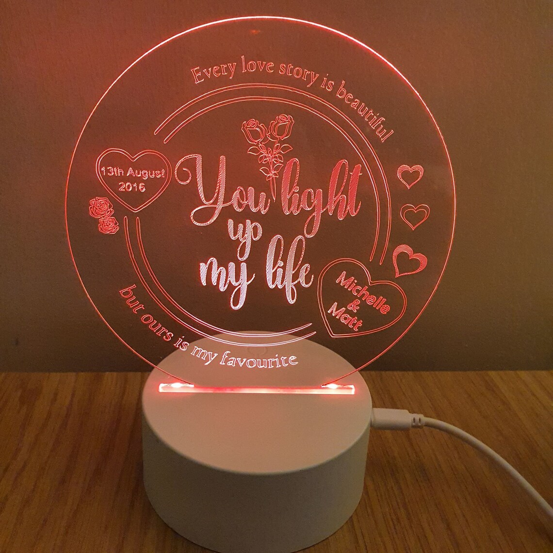 Personalised LED couples LED/3D Lamp/Night Light/ Valentines / Etsy
