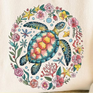 Sea Turtle PNG, Boho Floral Turtle png, Nautical Sublimation Designs, Beach Png, Turtle Png, Fisherman Aesthetic Png, DIGITAL Download