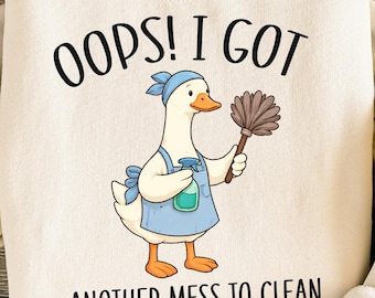 Huishoudster png, Oeps! Ik heb nog een puinhoop om schoon te maken, Lady Goose, schoonmaakster png, schoonmaakpersoneel png, schoonmaakploeg png