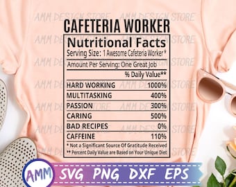 Cafeteria Worker SVG, Cafeteria Worker Nutritional Facts svg, Nutrition Facts, Cafeteria Lady svg, Cafeteria Appreciation svg, Eps, Dxf, Png