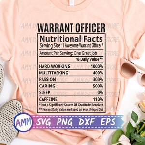 Warrant Officer SVG, Warrant Officer Nutritional Facts svg, Nutrition Facts, Army Officer svg, Military Ranks Promoted svg, Eps, Dxf, Png
