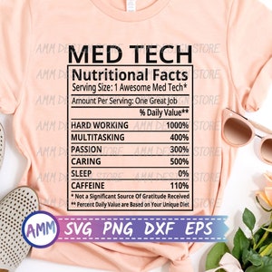 Med Tech SVG, Med Tech Nutritional Facts svg, Nutrition Facts, Medical Technologist svg, Medical svg, Appreciation svg, Eps, Dxf, Png
