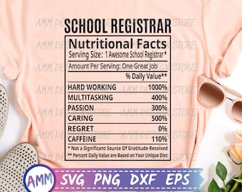 School Registrar SVG, School Registrar Nutritional Facts svg, Nutrition Facts, Registrar png, School Staff svg, School svg, Eps, Dxf, Png