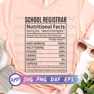 School Registrar SVG, School Registrar Nutritional Facts svg, Nutrition Facts, Registrar png, School Staff svg, School svg, Eps, Dxf, Png