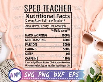 SPED Teacher svg, SPED Teacher Nutritional Facts svg, Nutrition Facts svg, Special Education svg, IEP svg, Special ed svg, Png, Dxf, Eps
