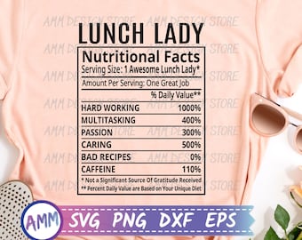 Lunch Lady SVG, Lunch Lady Nutritional Facts svg, Nutrition Facts svg, Cafeteria Lady svg, Cafeteria Appreciation svg, Eps, Dxf, Png