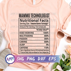 Mammo Technologist svg, Mammo Technologist Nutritional Facts svg, Nutrition Facts, Mammographer svg, Appreciation svg, Eps, Dxf, Png