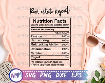 Real estate agent Nutritional Facts svg, Funny Real estate broker SVG, Real Estate professional svg, Real Estate Agent svg, Png, Dxf, Eps