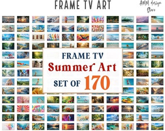 Frame TV Summer Art set, Samsung Frame TV Art, Summer Bundle, Coastal, Seascape Seaside Paintings, Beautiful Summer Decor, Digital Download
