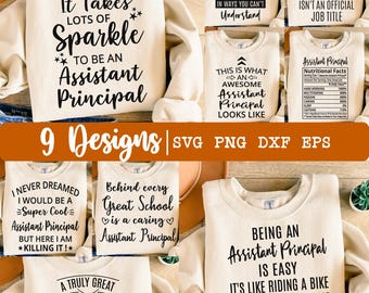Assistant Principal SVG, Bundle svg, Assistant Principal Bundle svg, Appreciation svg, 9 Shirt designs svg, Eps, Dxf, Png