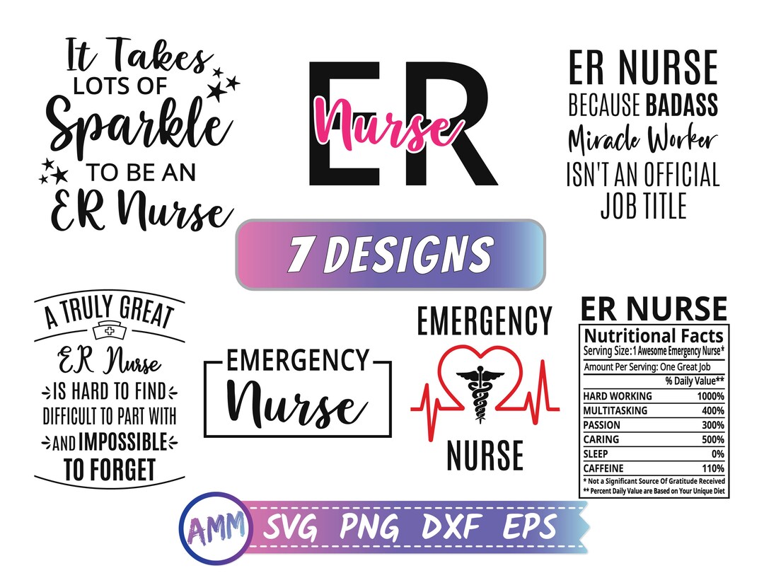 ER Nurse Svg, Bundle Svg, Emergency Nurse Svg, 7 Designs, Emergency ...