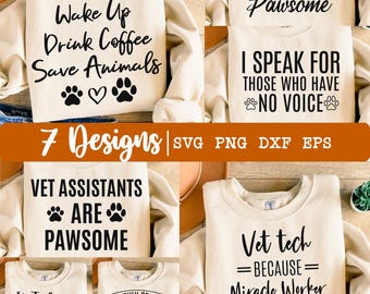 Assistant vétérinaire SVG, svg assistant vétérinaire Bundle, assistant vétérinaire Svg, 7 modèles svg, Eps, Dxf, Png