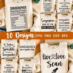 Sonographer Logo, Bundle Bundle, Sonographie Plotter, Sonographer Png, 10 Designs, Ultraschal Schädel, Sonograph Shirt, Eps, Dxf, Png