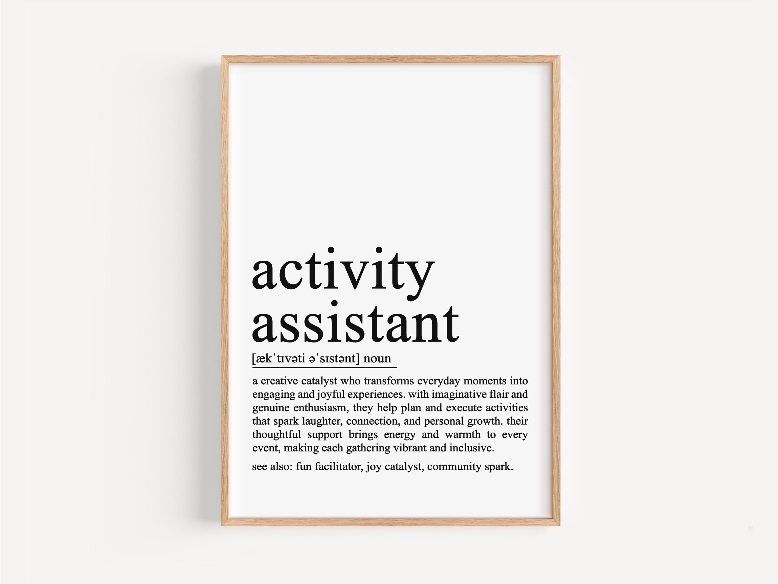 Activity Assistant Definition Print, Activity Assistant Gift, Activity ...
