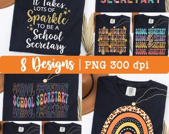 Secrétaire d'école png, Bundle, chemise de secrétaire d'école png, Secrétaire png, Rentrée des classes png, Éclat, Rétro, Léopard, Design par sublimation.