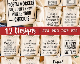 Postal Worker svg, Bundle svg, Post Office svg, Postman svg, Post Office svg, 12 Mail Carrier Svg, Cut file, Png, Dxf, Eps