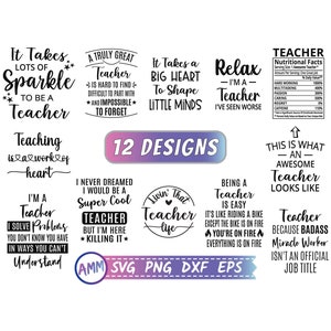 Teacher Svg Bundle, Teacher Svg, Teacher Quote Svg, Teacher Appreciation Svg, Teacher Gift svg, Funny teacher svg, Eps, Dxf, Png