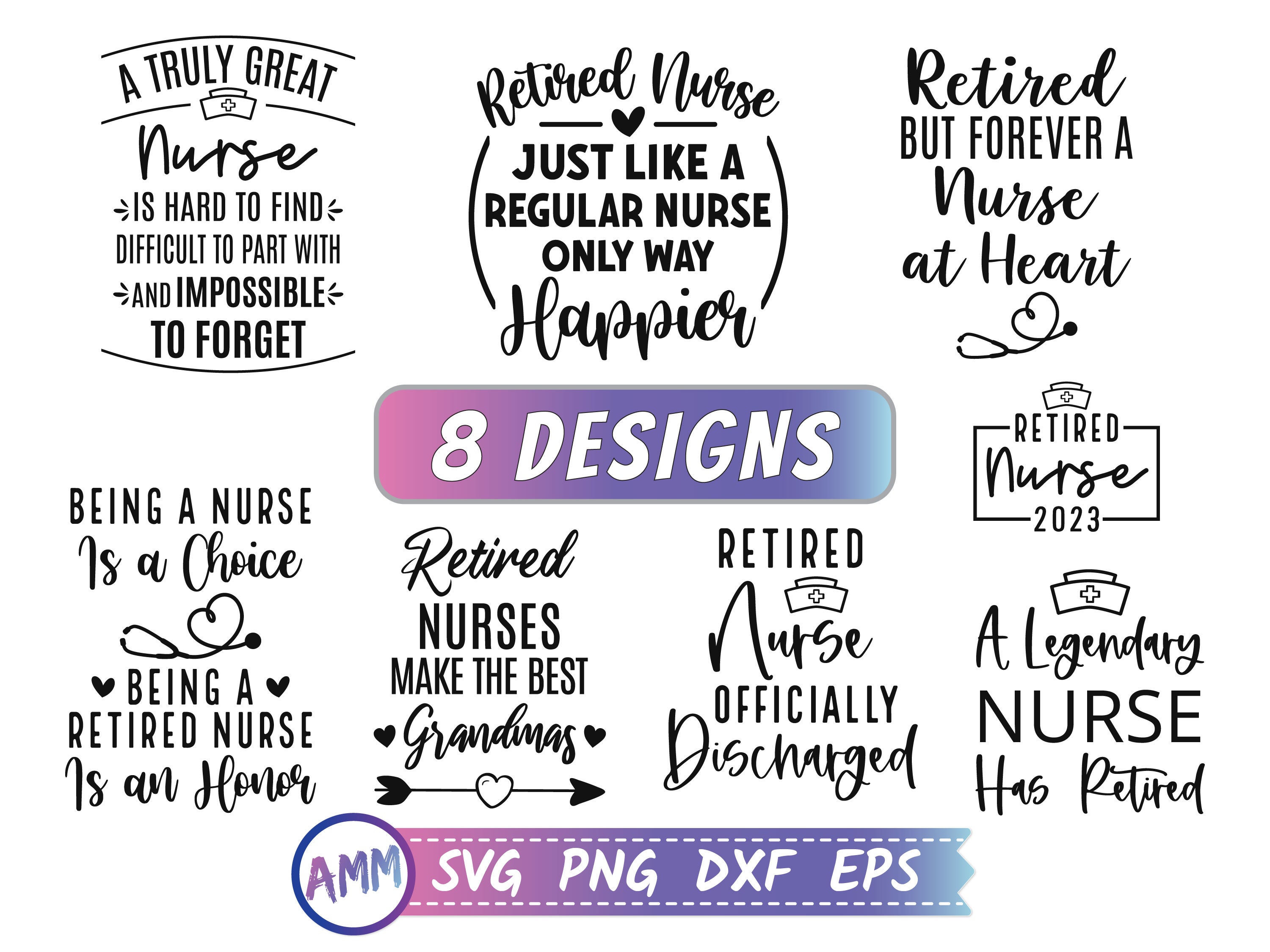 Retired Nurse SVG Bundle Svg Nurse Retirement Svg Etsy Canada