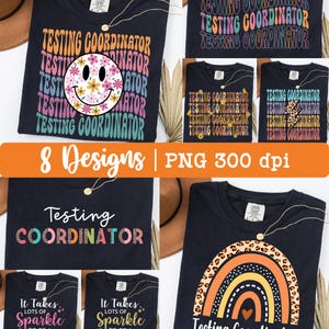 Testing Coordinator png, Bundle, Teacher Testing shirt png, Testing Squad png, Testing Season, Sparkle, Retro, Leopard, Sublimation Design.