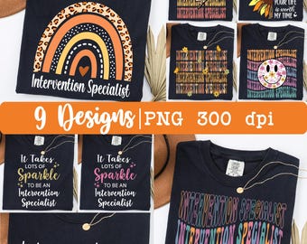 Especialista en Intervención png, Paquete, Profesor de Intervención png, Retro, Camiseta png, Arcoíris, Diseño de sublimación de especialista en intervención.